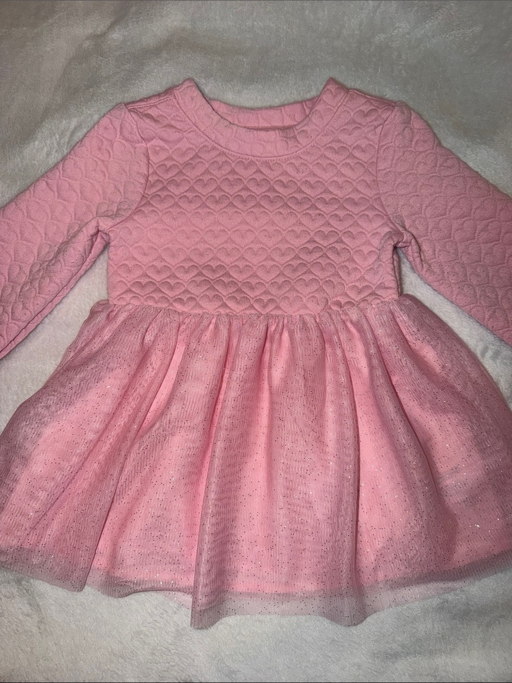 Cat & Jack Pink Quilted Heart Tulle Dress